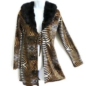 SOLD Vintage Crew USA Jacket Psychedelic Zebra Fur S